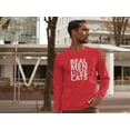 thumbnail image 3 of Old Glory Mens Valentine's Day Real Men Love Cats Long Sleeve Graphic T Shirt, 3 of 6