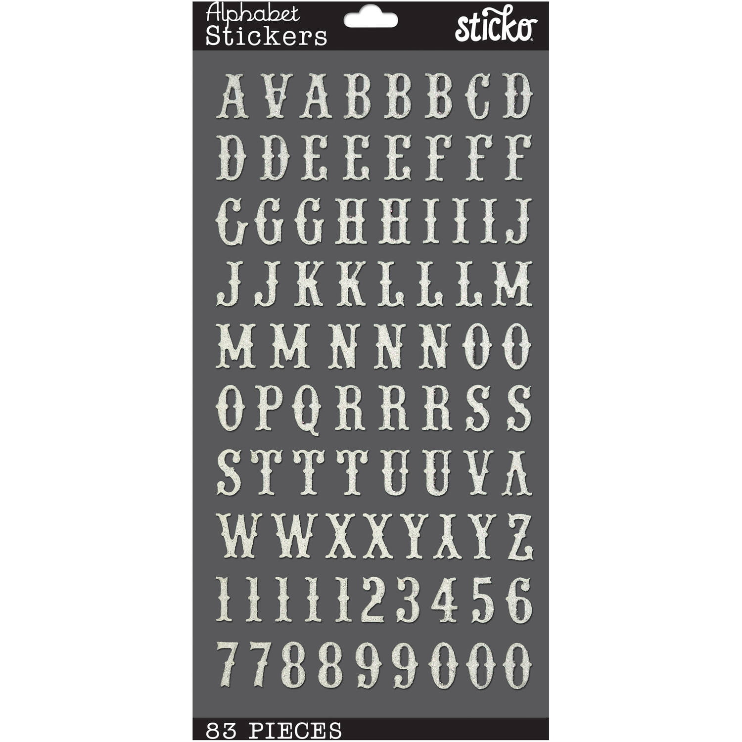 Sticko Carnival Small White Glitter Alphabet Stickers, 83 Piece
