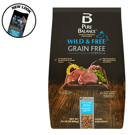 Pure Balance Wild & Free Grain Free Formula Bison, Pea & Venison Recipe Food for Dogs, 24 lb