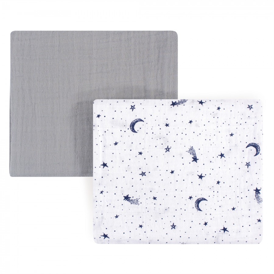 Yoga Sprout Baby Boy Cotton Muslin Swaddle Blankets, Moon, One Size