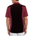 thumbnail image 2 of Men's Cuban Guayabera Beach Wedding Short Sleeve Button-Up Casual Dress Shirt (Burgundy/Black, 2XL), 2 of 3