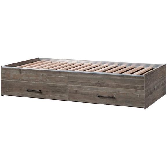 Bowery Hill Modern Engineered Wood Twin Mates Bed in Pebble Pine