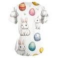 thumbnail image 2 of Womens Scrub，Scrub Tops Womens Cute Easter Printed Nurse Uniforms 2026 Short Sleeve Scrub V Neck Shirt with Pockets，Multicolor，S, 2 of 3