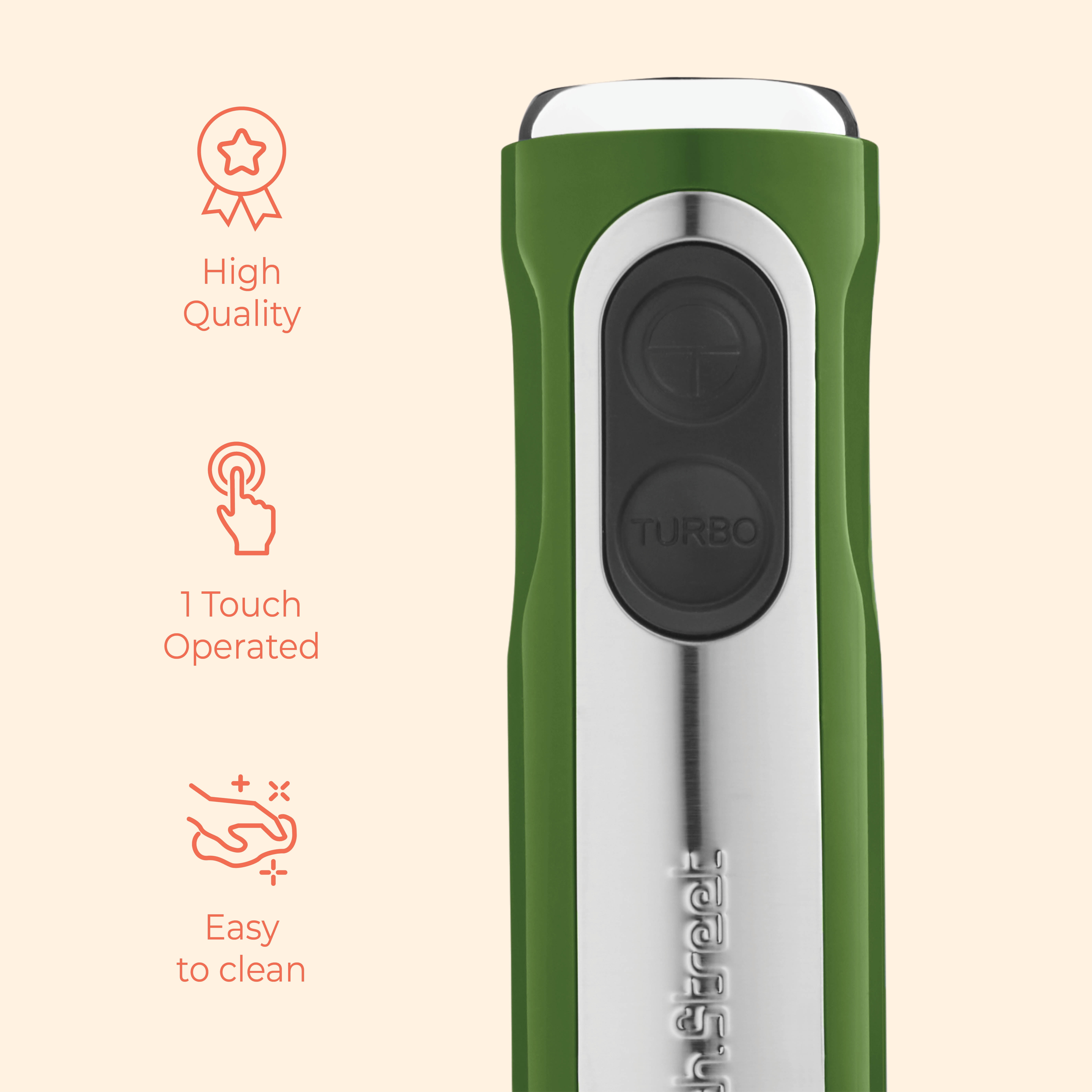 Powerful Immersion Blender, Electric Hand Blender 500 Watt with Turbo Mode, Detachable Base. Handheld Kitchen Blender Stick for Soup, Smoothie, Puree, Baby Food, 304 Stainless Steel Blades