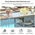 thumbnail image 4 of Bellemave 40.5" Outdoor Grill Cart with Stainless Steel Top Solid Wood Outdoor Rolling Kitchen Island with Drop Leaf, Drawer and Rack Mobile Serving Cart for Patio, Yard, Gray Blue + Style 3, 4 of 11