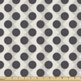 thumbnail image 1 of Geometric Fabric by the Yard, Retro Abstract Symmetric Illustration with Dots and Zigzag Details, Decorative Upholstery Fabric for Sofas and Home Accents, Pale Tan and Dark Grey by Ambesonne, 1 of 5