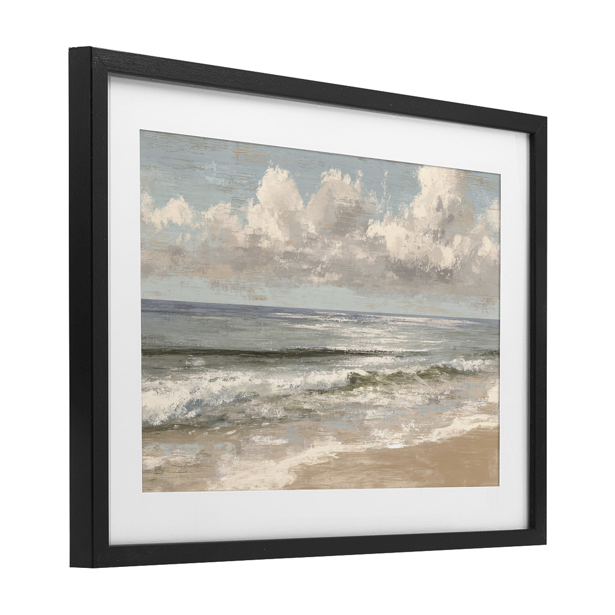 Stupell Industries Distressed Beach Horizon Black Framed Print Under Glass, design by Jacky Ngan