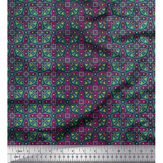 Soimoi Modal Satin Fabric Stripe & Moroccan Kaleidoscope Fabric Prints By Yard 42 Inch Wide