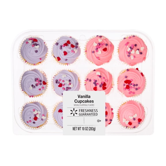 Freshness Guaranteed Valentine's Day Mini Vanilla Cupcakes, 10 oz, 12 Count