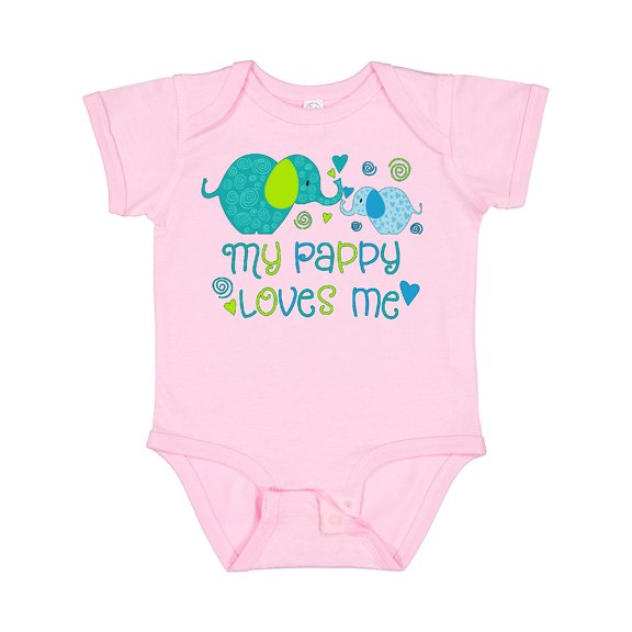 Inktastic My Pappy Loves Me Cute Elephants Boys or Girls Baby Bodysuit
