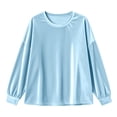 thumbnail image 5 of ZHYou Womens Long Sleeve Velvet Sweatshirts Crew Neck Drop Shoulder Loose Fit Casual Loungewear Tops,Light Blue,Size L, 5 of 6