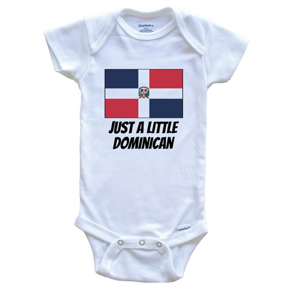 Just A Little Dominican Cute Dominican Republic Flag Baby Bodysuit, 0-3 Months White