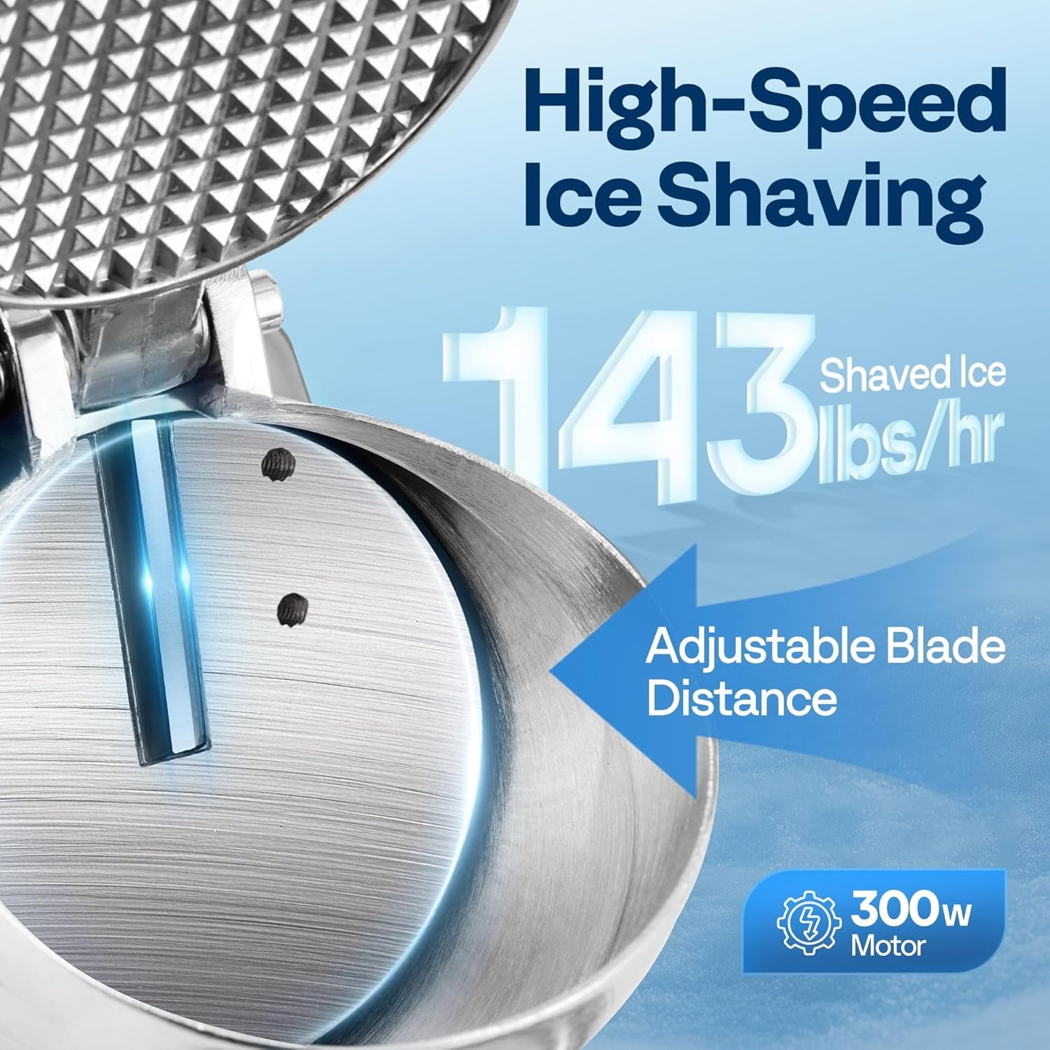Electric Ice Shaver Snow Cone Maker Machine Silver 143lbs/hr with Ice Pick for Home and Commercial Use