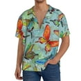 thumbnail image 3 of KLL Retro Seamless Flying Butterflies Print Men's Shirt Short Sleeve Button Down Summer Cuba Beach Shirts- Medium, 3 of 7
