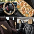 thumbnail image 4 of Yuyamidu Boho Floral Car Seat Covers Full Set 14 Pack Steering Wheel Cover Center Console Cover Head Rest Protector Car Seat Belt Cover Universal Fit for Auto Truck Van SUV, 4 of 7