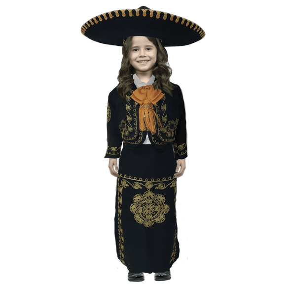 Traje de charro de niña mariachi negro Rev mariachi color negro bordado