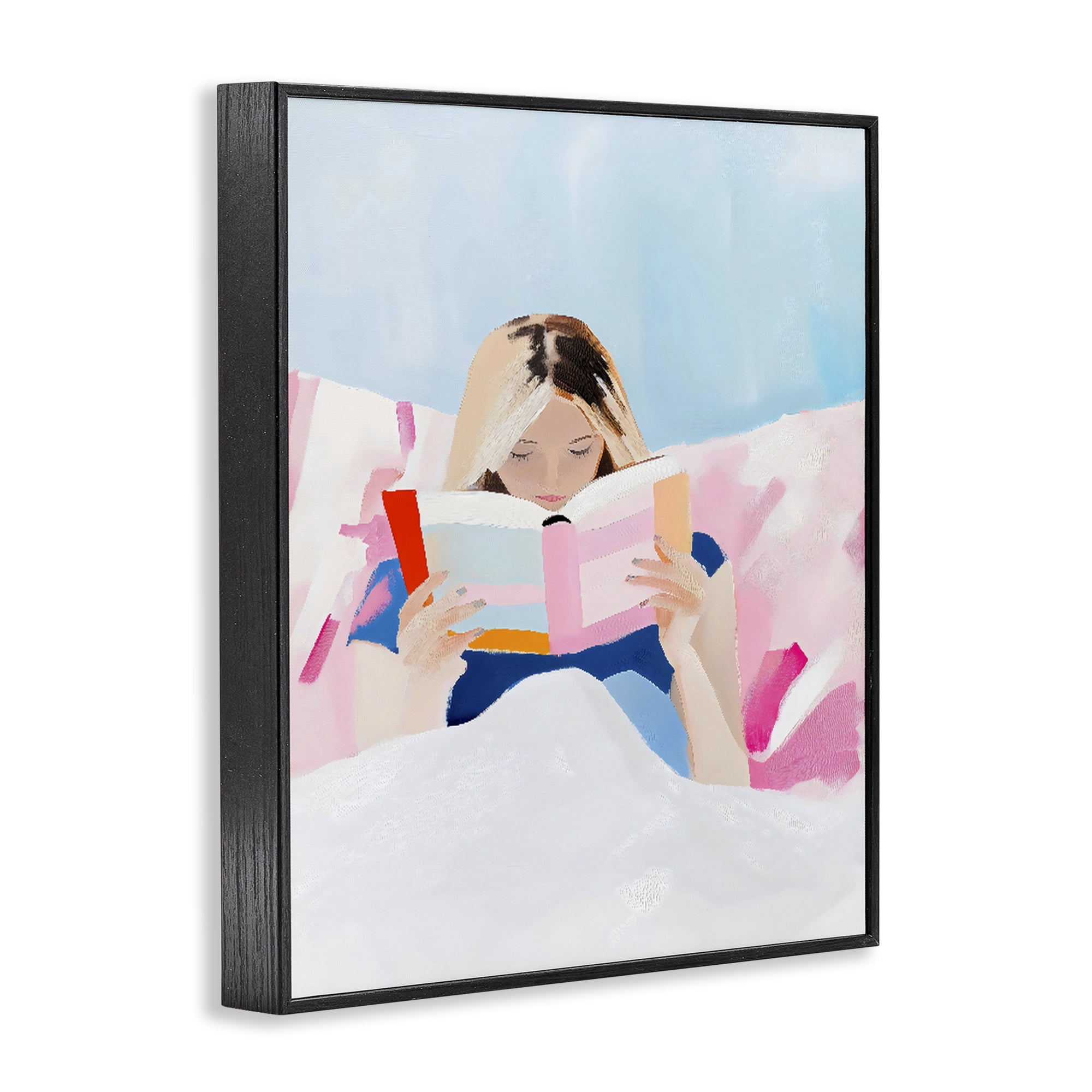 Stupell Industries Cozy Reading In Bed Black Framed Giclee Art, design by The Prints Vibe