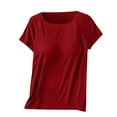 thumbnail image 4 of JWSVBF Short Sleeve Shirts for Women Crewneck Solid Womens Tshirts Women's Tops Red, 4 of 4