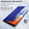 thumbnail image 3 of Phone Case for Samsung Galaxy A14 Case, Smart Clear View Window Luxury Slim Mirror for Galaxy A14 Case with Kickstand, Leather Hard PC Flip Shockproof Protective Cover Samsung A14 5G Case, Blue, 3 of 14