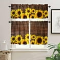 thumbnail image 3 of Sunflower Floral Valance and Tier Set, Farm Flower Small Half Window Tier Curtain , Vintage Rod Pocket Valance Window Treatment Decor for Kitchen/Bedroom 54x18 & 27x24x2, 3 Panel, 3 of 4