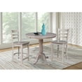 thumbnail image 4 of 36" Round Solid Wood Counter Height Extension Dining Table with 12" Leaf and 2 Emily Counter Height Stools in Washed Gray Taupe by International Concepts, 4 of 4
