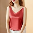 thumbnail image 5 of Women's Silk Satin Camisole V Neck Tank Top Cami Silky Basic Tank Shirt Blouses Dressy Work Office Blouse, 5 of 5