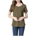 thumbnail image 5 of Ohufall Women's Cotton Maternity T Shirts Plus Size Pregnancy Clothes Summer Solid Color Short Sleeve Nursing Tops Loose Fit Casual Breastfeeding Tees, 5 of 6