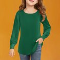 thumbnail image 2 of Edvintorg 5-14 Years Girls Shirts Solid Color Casual Loose Long Sleeve Round Neck Pullover Tops Spring Fall Girls' Tops, Tees & Blouses, 2 of 6