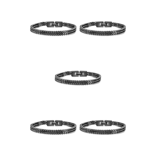 Minnieouse de Color sólido de 19cm/21cm, brazalete de doble capa de acero de titanio, joyería para hombres, cadena de mano con quilla trenzada Type2 NO2