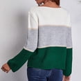 thumbnail image 4 of Pull Tricoté Design Colorblock Large Rayé Col Rond Ample Manches Longues Décontracté Top Femme Vert S, 4 of 6