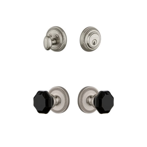 Grandeur 851319 Newport Solid Brass Rose Single Cylinder Keyed Entry Deadbolt And Knobset