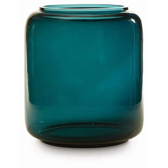 Signature Design by Ashley Inisland 8" Glass Vase, Teal Blue Coastal Decor
