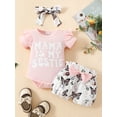 thumbnail image 2 of Bagilaanoe 3pcs Newborn Baby Girl Shorts Set Short Sleeve Romper Tops + Butterfly Shorts + Headband 3M 6M 9M 12M 18M Infant Casual Summer Clothes, 2 of 9