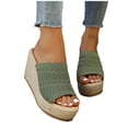 thumbnail image 4 of Samdudou Women Open Toe Espadrilles Sandals Bohemia Summer Wedges Casual Thick Sole Add Height Shoes Fashion Summer Outdoor Beach Slides for Beach, Wedding, 4 of 8
