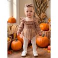 thumbnail image 4 of Cjfdfy Newborn Baby Girl Thanksgiving Outfit Turkey Or Homemade Rolls Long Sleeve Smocked Romper Dress Headband Infant Cute My First Thanksgiving Fall Winter Clothes 0-18M, 4 of 9