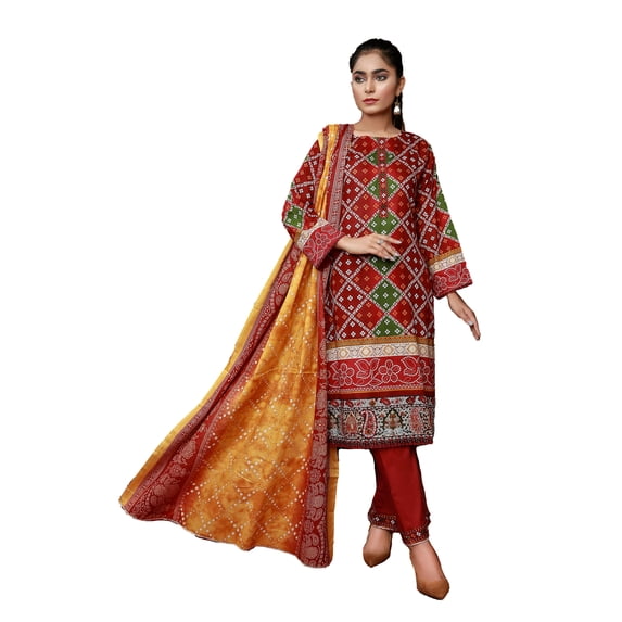 Pakistani Lawn Salwar Kameez Indian Dresses for Women Ready to Wear Printed(2X-Large, Maroon)