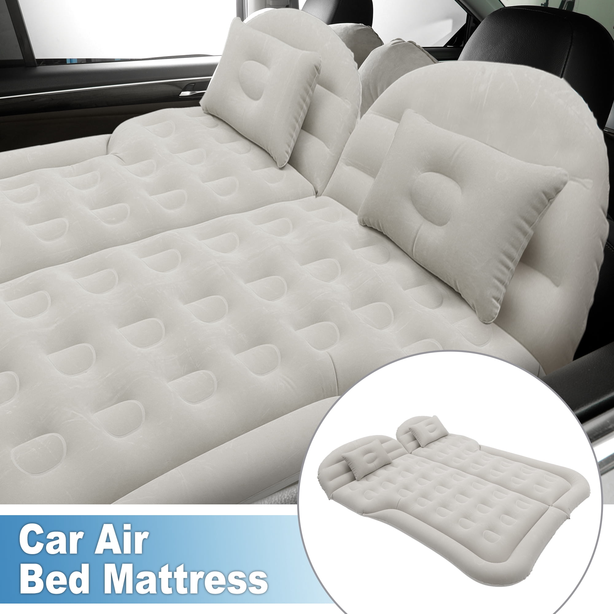 Unique Bargains 1 Set Car Air Mattress Camping Mattress Comfortable Backseat Bed Mat Air Bed for Napping Travel Gray