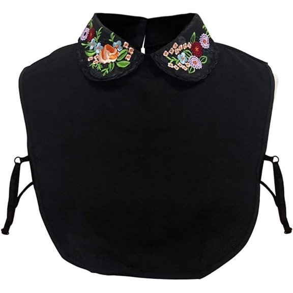 CAILDANL Lace Chiffon Detachable Blouse False Collar Embroidery Flower Fake Half Shirt Collar for Women