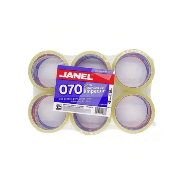 Cinta Adhesiva De Empaque Janel 070 De 50m x 48mm Transparente 6 pack