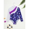 thumbnail image 5 of inhzoy Kids Girls Cartoon Print Mock Neck Leotard for Gymnastic Dance Sports Navy Blue 10, 5 of 7
