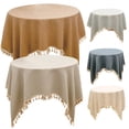 thumbnail image 5 of Tassels Tablecloth Cotton Linen Wedding Reception Table Cloth Table Decoration D, 5 of 5
