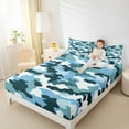 thumbnail image 4 of Manfei Cyan Camouflage Bed Sheets,Rustic Farmhouse Cabin King Sheets,Blue Military Camo Sheet Set For Boys Kids,Super Cozy Room Decor,4-Piece, 4 of 7