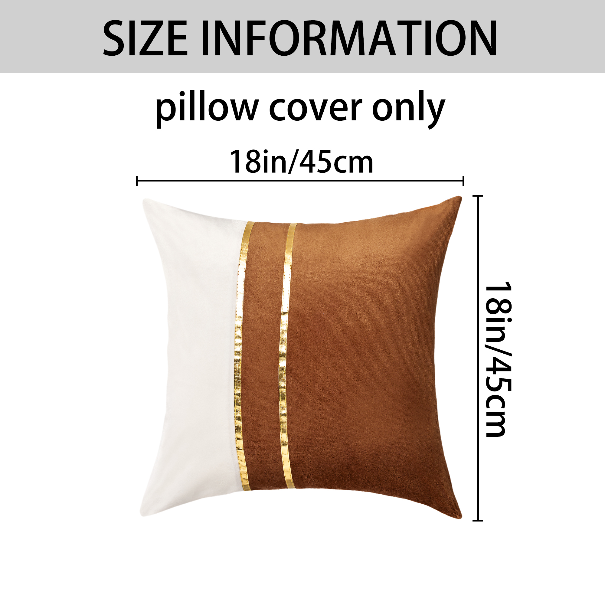 Unique Bargains Velvet Soft Square Pillow Covers Pack of 2 Brown 18" x 18"