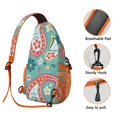 thumbnail image 3 of Rustic Paisley Design Sling Backpack, Vintage Bohemian Crossbody Shoulder Bag with Colorful Floral Pattern, Lightweight Travel Hiking Daypack, 3 of 6
