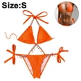 thumbnail image 2 of Conjunto de bikini de triángulo con lazo lateral y cuello halter para mujer, traje de baño de 2 piezas con tiras, 2 of 5
