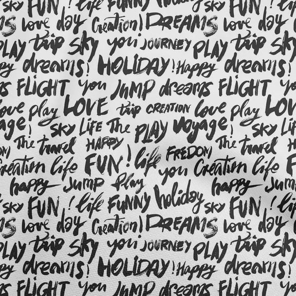 oneOone Polyester Spandex White Fabric Text Quilting Supplies Print Sewing Fabric By The Yard 56 Inch Wide-VC