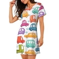 thumbnail image 2 of Fotbe Doodle Cars Bata de Dormir para Mujer con Estampado, Camisón de Algodón de Manga Corta, Ropa de Dormir Casual, 2 of 6
