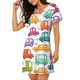 thumbnail image 2 of Fotbe Doodle Cars Bata de Dormir para Mujer con Estampado, Camisón de Algodón de Manga Corta, Ropa de Dormir Casual, 2 of 6