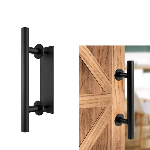 BiJun 12" Sliding Barn Door Handles and Pulls,Rustic Double Sided Hardware Set,Heavy Duty,(Black )