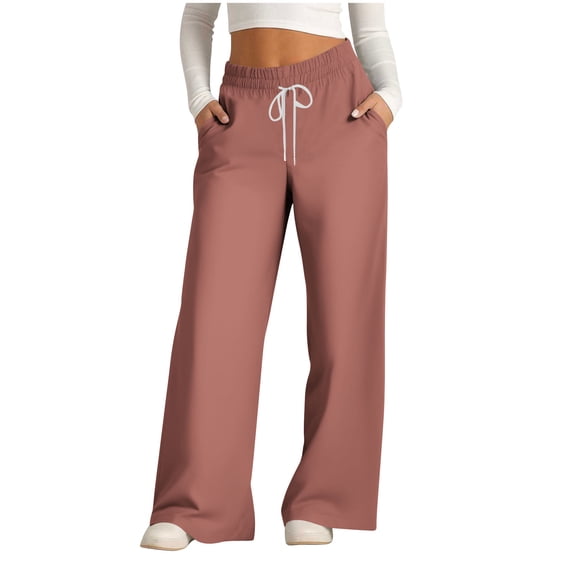 Zekutng Pants for Women Wide Leg Casual Drawstring Workout Pants with Pockets,Sizes S-3XL